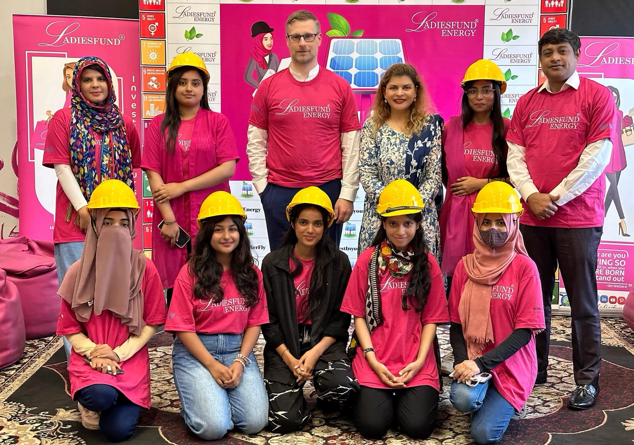 Prime Minister’s Award trophy with a golden emblem and a plaque recognizing LADIESFUND Energy Pvt. Ltd.